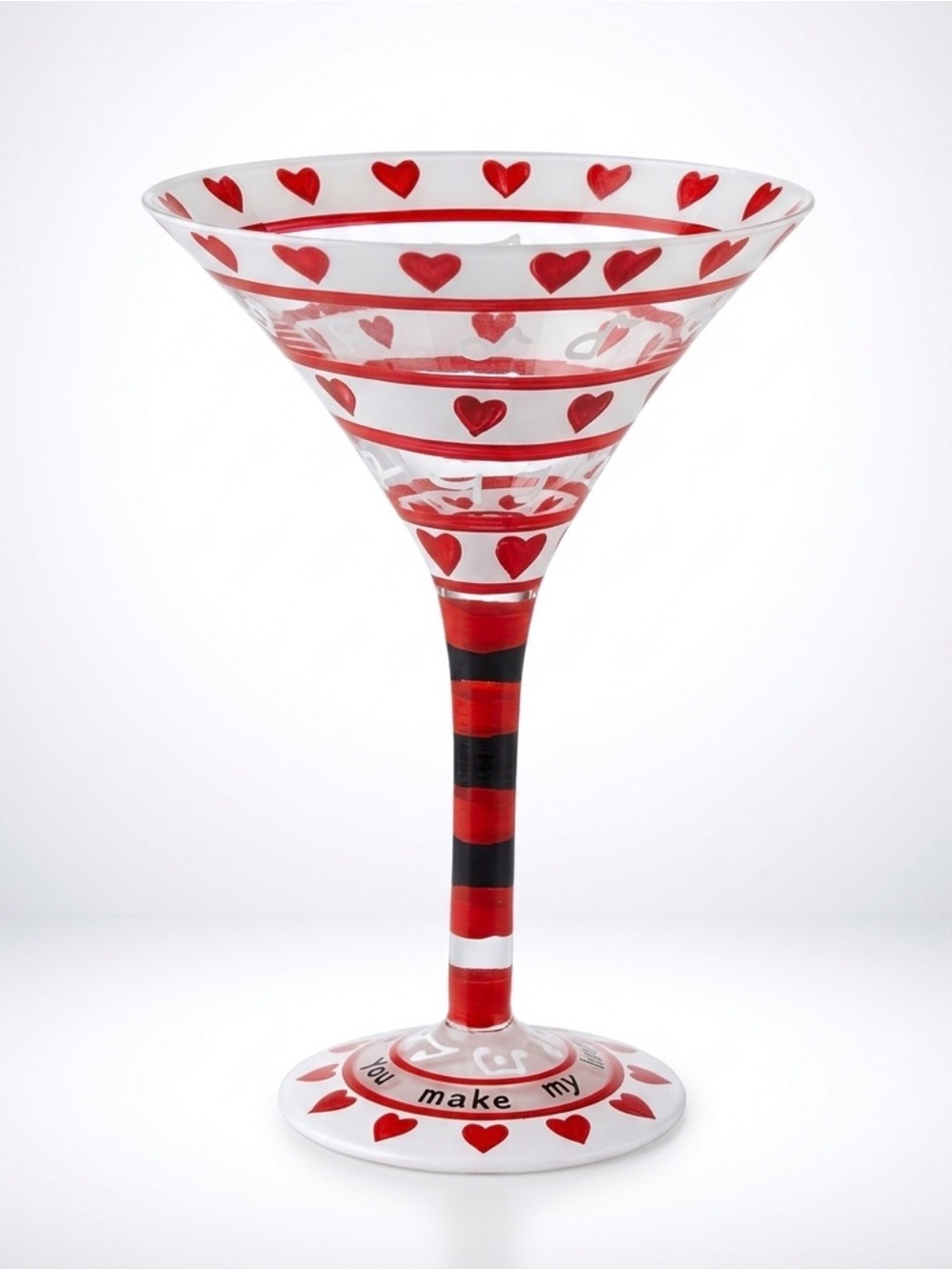 Lolita Red and White Heart Martini Glass - Festive Party Stemware